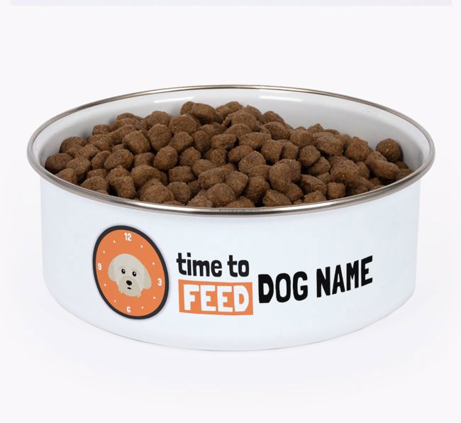 Time To Feed: Personalised {breedFullName} Enamel Dog Bowl